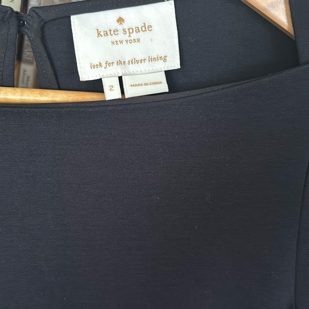 Kate Spade Size 2 Boat Neck Ponte Dress Womens Fit Flare Side Pockets, Black - Picture 7 of 9